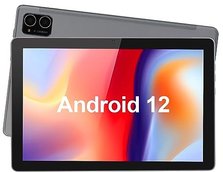 C idea 10-Zoll-Tablet, Android 12-Tablet-PC mit 64 GB ROM, 3 GB RAM und 128 GB erweiterbar, kratzfestes HD-IPS-Display/Octa-Core-Prozessor/Gesichtsentsperrung/GMS-Zertifiziert (Grau)