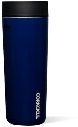 Corkcicle Commuter Cup - Leakproof, Triple Insulated Stainless Steel Travel Mug with Ceramic Coated Interior - Gloss Midnight Navy, 485ml/17oz