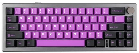 EPOMAKER EK68 65% Gasket NKRO Mechanische Tastatur, Hot Swappable Triple Mode Gaming-Tastatur mit 3000mAh Akku, RGB-Hintergrundbeleuchtung für Büro/Home/Win/Mac(Black Purple, Flamingo Switch)
