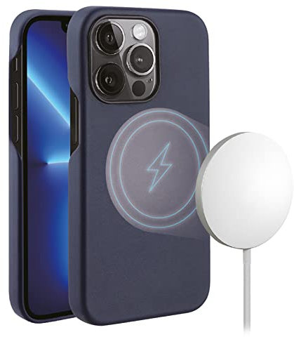 Vivanco Mag Classic Cover, Magnetic Wireless Charging Support für iPhone 13 Pro, blau