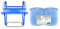 2 x blaue saugstarke Papierrolle mit Wandhalter inkl. Müllsackhalterung | 1000 Blatt, 22 x 36 cm, perforiert | Putzrollenhalter für Werkstatt, Industrie und Garage