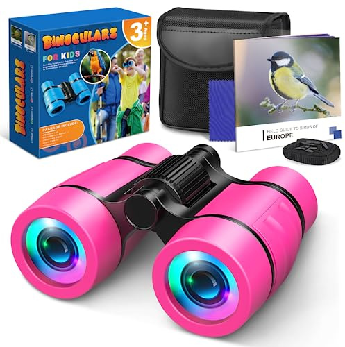 Girls Toys Age 3-9, Binoculars Kids Gifts for Girls Toys 3-9 Year Old Boy Girls Birthday Presents 3-7 Year Old Girl Gifts Educational Learning/Hunting Hiking/Birthday Pink