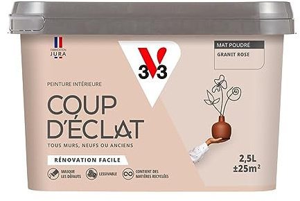 V33 Peinture murale intérieure Coup d'Éclat® Granit rose Mat Poudré 2,5L
