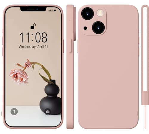 WXX iPhone 13 Hülle Silikon Case, Hanyhülle iPhone 13 Dünn Slim mit Microfiber, Kratzfeste Rundumschutz Case Hülle für iPhone 13 6.1'' 2021 Matte Rosa