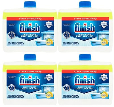 Finish Dishwasher Cleaner - Savers Pack of 4x250ml - De-scales, Deep Cleans, Prolongs Life of Dishwasher - Removes Nasty Odours