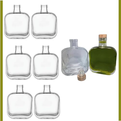 6 bouteilles de 500 ml en verre, transparents, avec bouchons. Bouteille d'huile, bouteille de bière, bouteille de vin, bouteille de liqueur, bouteille élégante, bouteille design