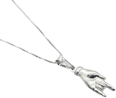 Collana Mano Corna Regalo Uomo Donna Argento 925 Fatta a Mano