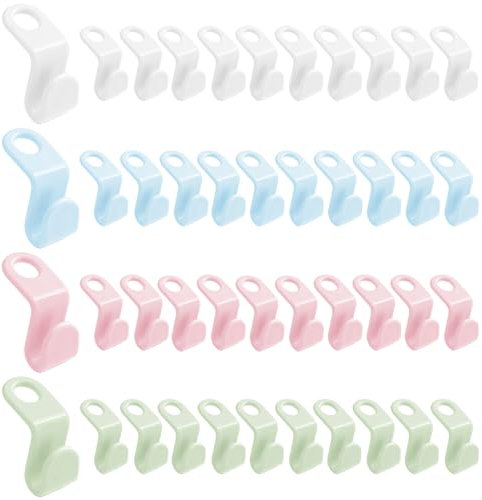 40 Pcs Clothes Hanger Connector Hooks, Space Saving Hangers, Coat Hangers Space Saving, Wardrobe Wizard Hooks, Coat Hanger Hooks for Wardrobe Storage