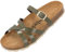 Palado Damen Pantoletten Cruisi - Schuhe mit Riemen - elegante Hausschuhe - Sohle aus feinstem Veloursleder - Sandalen mit Natur Kork-Fußbett Khaki Lack UK6 - EU39