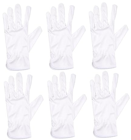 Hoement Guantes de Microfibra sin Polvo, 10 Pares, Blancos para Joyería