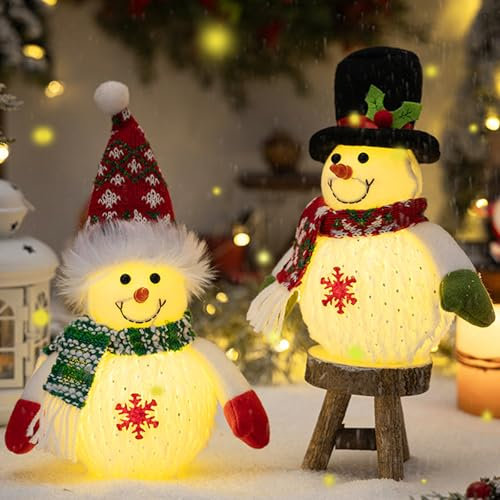 Decoración de Navidad con Luz Led,2 Piezas Decorativo Led Figuras Navidad,Muñeco de Nieve Snowy,Decoración Navideña para Interiores,Muñeco de Nieve Figuras de Navidad,para Decoración de Navidad