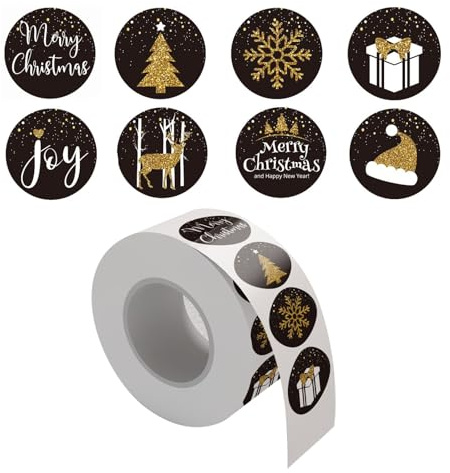 Lot de 500 autocollants de Noël, autocollants ronds, autocollants de Noël, autocollants de Noël, autocollants de Noël, autocollants de Noël, pour cartes, boîtes cadeaux, décoration de bijoux DIY