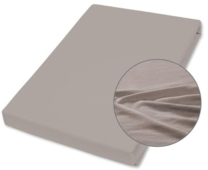 Traumhaft gut schlafen, Jersey-Elasthan Spannbettuch, trocknergeeignet, Öko-Tex, atmungsaktiv, formstabil, bügelarm, Farbe: Taupe, Größe: 140-160 cm x 200 cm