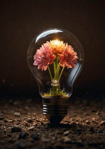 Light Bulb with Flower Notebook: 6x9 Inches, Lined, Softcover, 240 Pages