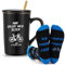 Perthlin Radfahrer Geschenke 340 ml Fahrrad Tasse Becher mit Deckel Löffel ICH WÜRDE LIEBER FAHRRAD FAHREN Socken Witzige Socken mit Fahrradmuster Grußkarten Lustiges Geschenk für Mountainbiker