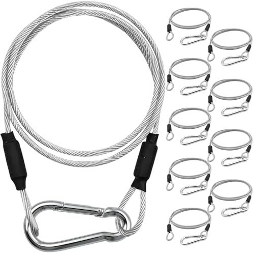 VIVBOO 1/8 Inch Vinyl Coated Stainless Steel Security Cable with Loops, 2.6 FT Anti-Theft Cable Lock for Luggage, Bikes, Fence, 10 Pack