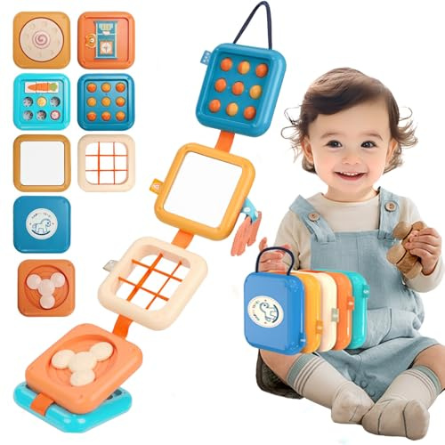 Afufu Baby Busy Board Montessori Toys for Kids Age 1+, Activity Cube Busy Sensory Travel Toy for Toddlers 1-3, Boy Girl Educational Developmental Early Learning Birthday Gifts for Fine Motor Skills