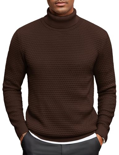COOFANDY SuéTer Cuello Alto para Hombre Punto Sweater Invierno Pullover Fino Pulli