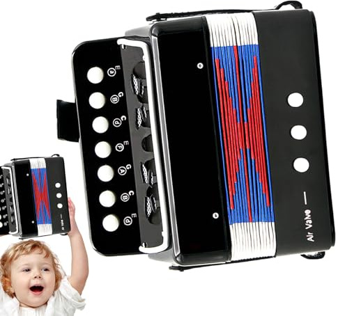 Zwpontia Kids Accordion Toy,18x17cm Musical Accordions,ABS Portable 7 Keys Button Small Accordion,Musical Instrument for Children,easily carrying,for Beginners,Boys And Girls,Birthday