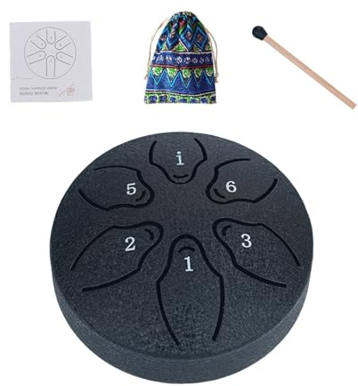 Tungtrummor, ståltrumma för | 6 noter 3 tum liten eterisk trumma för meditation - stålinstrument, innehåller en musikbok och en klubba, förbättrar sömnen och