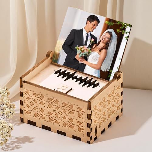 Caja de Música Personalizada con Foto y Música, Caja Musical de Madera Personalizable Regalo Personalizado único y Personalizable para él, su Hija, su Hijo en Navidad, cumpleaños o San Valentín