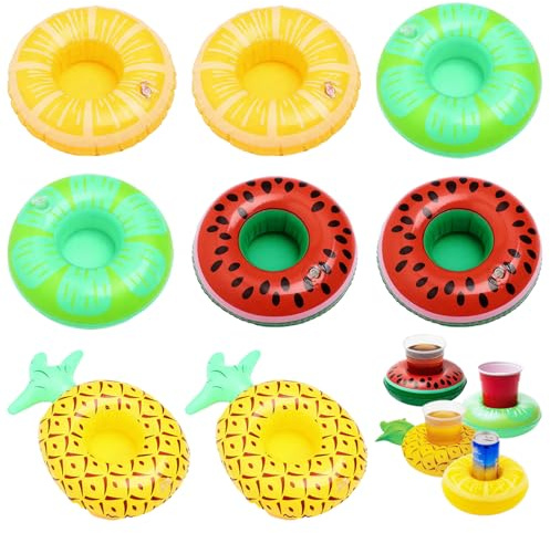 KHDULQ Porte Gobelet Piscine 8 Pièces Porte-Boissons Gonflable 19CM Porte-Boissons Piscine Gonflable Quatre Sortes de Fruits Accessoire Piscines,pour la Piscines,la Plage et Les Fêtes Hawaïennes