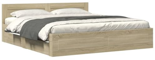 Emmtore Cama con cabecero Madera de ingeniería Roble Sonoma 180x200 cm
