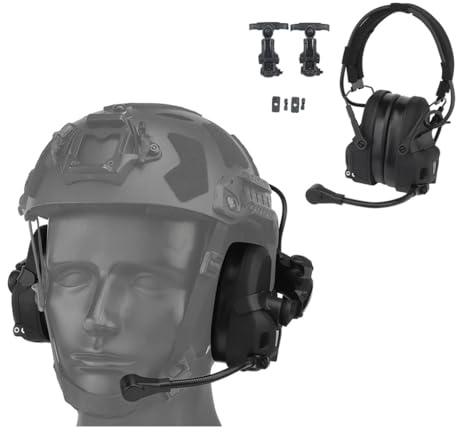 LZAQHMT Gen 6 Cuffie Tattiche Protezione Acustica per Caccia E Tiro - Cuffie da Casco con Adattatore per Slitta(BK)
