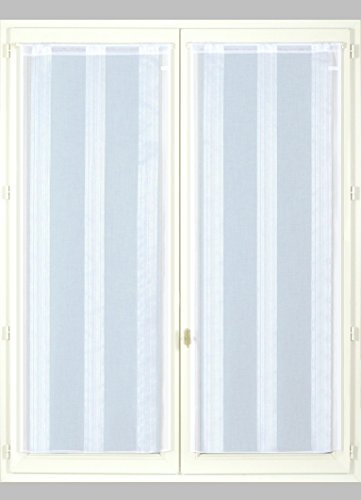 Atout Ciel Paire de voilages à Fines Rayures avec Passe-Tringle prêts à Poser, 2X 45x160cm, Blanc