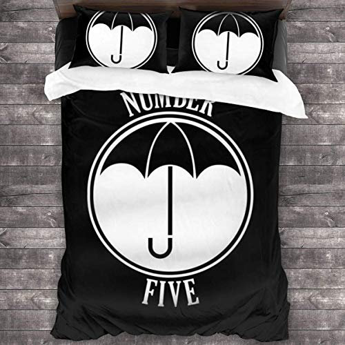 Knncch Umbrella Academy Number Five 3-teiliges Bettwäscheset Bettbezug Dekoratives 3-teiliges Bettwäscheset mit 2 Kissenbezügen