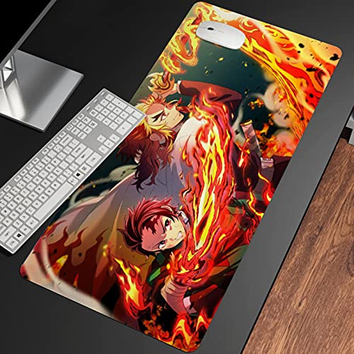 XL Anime Demon Slayer Mousepad HD Utskrift Datorspelare Lås Lås Kant Mus Matta XXL90X40cm Keyboard PC Desk Pad CSGO PAD