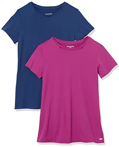 Amazon Essentials Women's Active Quick-Dry Tech-Stretch Short-Sleeve Sports, Gym And Workout Running Tops, Pack of 2, Blue/Orchid Purple, 4XL Plus