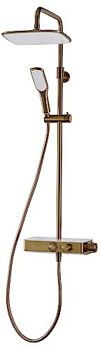 Triton Showers Push Button Mixer | Brushed Brass | Triton | Thermostatic Mixer Shower | Rainfall Shower Head | Mixer Shower for Bathroom | Shower Diverter | Home Improvement