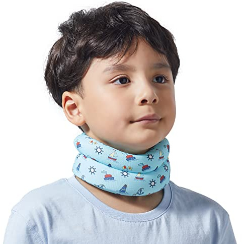Willcom Nackbandage för barn för nacksmärtor stöd, skum pediatrisk halsband för sömn, nackstöd för ungdom för centrifugaldröm, torticollisskada (blå, XS, 25,5–27 cm)