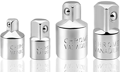 Adaptador de llave de vaso 3/8 a 1/4, 1/4 a 3/8,1/2 a 3/8, 3/8 a 1/2, Llave de Carraca Adaptador 4 Piezas Adaptadores de llave de Tubo