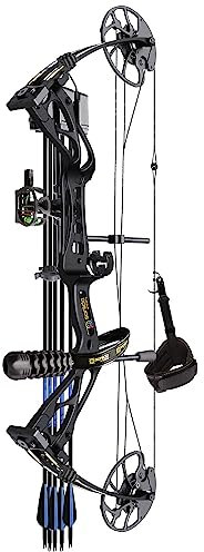 Bogenschießen Compound Bogen Paket für Erwachsene und Jugendliche, RTH 18-31 Zuglänge, 0-70 Lbs Zuggewicht, IBO 310 fps, Keine Bogenpresse erforderlich, Gliedmaßen Made in USA (Schwarz)