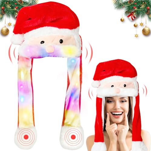 Seasboes Gorro de Navidad, LED Gorro de Navidad, Sombreros de Fiesta de Navidad, Gorro De Papá Noel De Felpa Novedoso De Navidad Unisex Para Niños, Adultos, Regalo