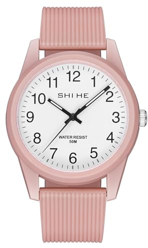 CIVO Montre Femme Analogique 50M Étanche Rond Montre pour Femme Bracelet Silicone Rose Élégant Minimaliste Lumineux Quartz Montres Adolescente Fille, Cadeau Femme