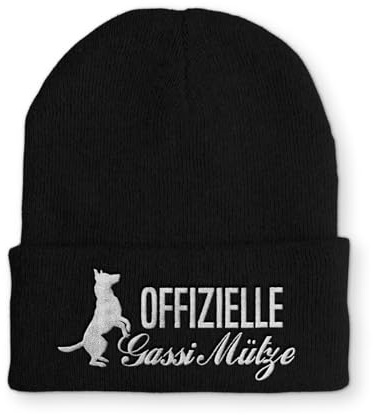 tshirtladen Spruchmütze Strickmütze offizielle Gassimütze Mütze Wintermütze lustige Beanie mit Stick, Farbe: Black