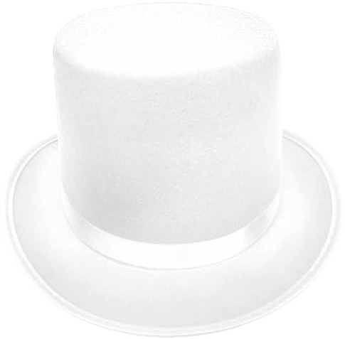 Itkcozcg Accessoires de mode, chapeau haut de forme pour adulte, chapeau melon pour adulte, chapeau de magicien, chapeau de fête, chapeau de cosplay, costume de scène, couvre-chef, blanc, Size