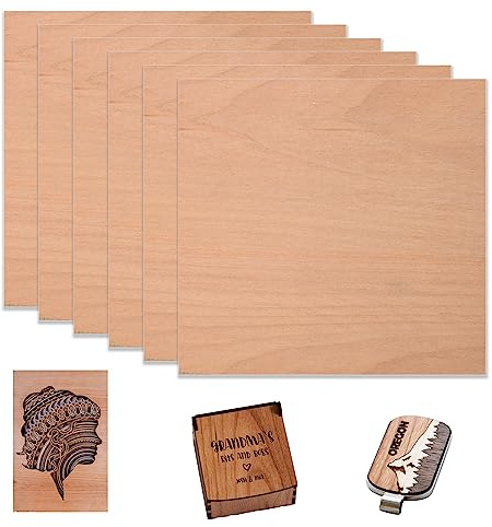 Longer Diversified - Hojas de madera contrachapada de doble cara (11.8 x 11.8 x 0.118 pulgadas), madera contrachapada de haya roja (6 piezas)