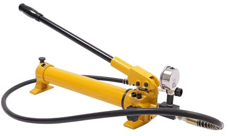 CP-700 Hydraulische Handpumpe mit Manometer Manuelle Hydraulikpumpe(700bar,Ölvorrat: 700cc,Schläuche 1.9m,ZG3/8'' Schnittstelle,Hochdruck-Ölausgang 2.3cc,In Verbindung mit Hydraulik Werkzeugen Verwend