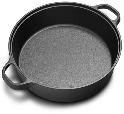 LIYGAOF Gusseisen Grillpfanne Bratpfanne Antihaft Pfanne: 33cm Induktionspfanne Ohne Chemische Universal Wok Gleichmäßige Wärmeleitung für Gesundes Kochen Backen (33cm)