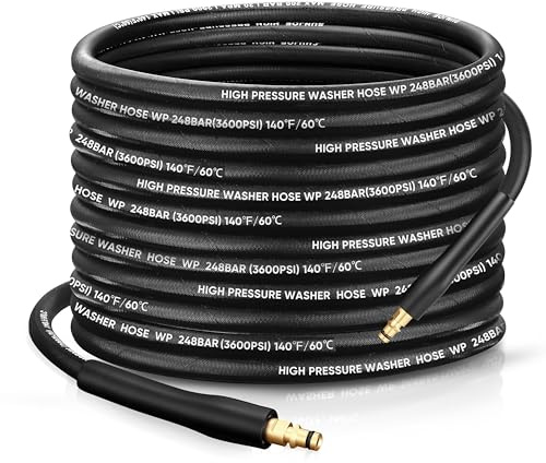 KiloSton 15M Steel Wire Braided Washer Hose – Kink-Resistant, 248Bar / 3600 PSI, Burst-Resistant Replacement Hose for Karcher K2 K3 K4 K5 K6 K7 Series, All-Weather Use
