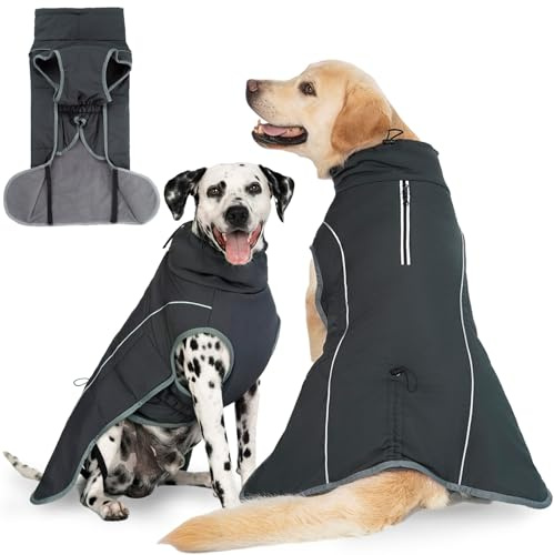 Cyponpy Manteau Chien Imperméable Chauds Veste pour Chien Doublé Polaire Manteaux Imperméables pour Chiens Réfléchissant avec Fermeture éclair Réglable Manteaux d'hiver pour Petit Moyen Grand Chiens