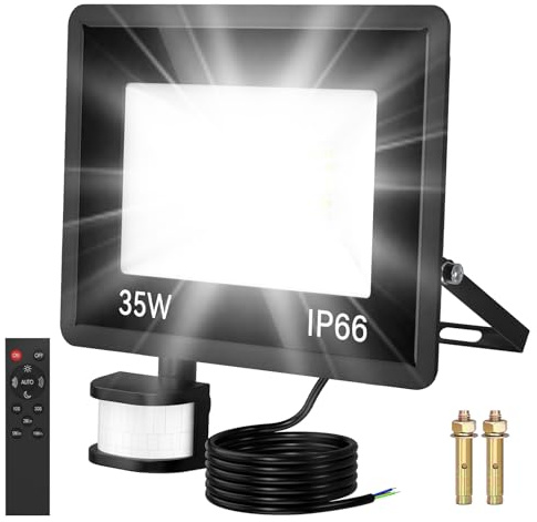 Projecteur LED Extérieur 35W, 5500LM, 6500K Blanc Froid, IP66 Étanche, Économie d'Énergie, Installation Flexible pour Jardin, Terrasse et Sécurité, Sans Prise​
