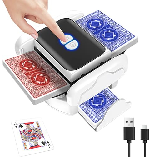 Acxilexy Mischia Carte Automatico, Macchina per Mescolare 2 Mazzi di Carte con Batteria Ricaricabile, modalità Auto & Manuale, Silenzioso e Veloce per Serate Poker, Blackjack e Giochi in Famiglia