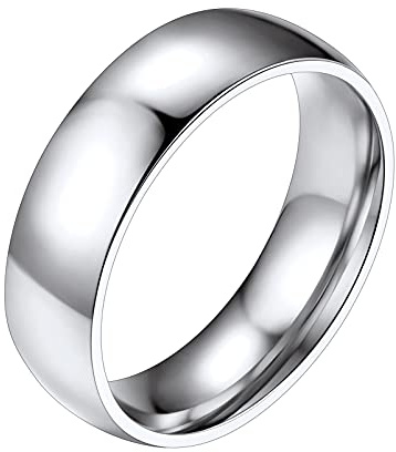PROSTEEL Trauring Verlobungsring für Männer Edelstahl Herren hochglanzpoliert Bandring Größe 64 einfach 6mm breit Modeschmuck Accessoire für Partnerschaft Freundschaft