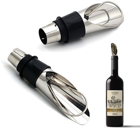 Lot de 2 bouchons de vin verseur, bouchon anti-goutte, pour bouteille de vin, liqueur et huile en acier inoxydable, ventilation bec de sommelier, pouring anti-goutte, vin pourer réutilisable