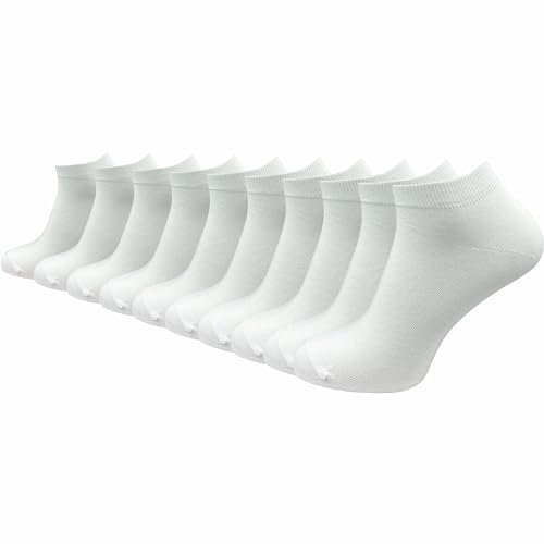 GAWILO Chaussettes basses 100% coton pour hommes (6 ou 10 paires) | Chaussettes courtes sans couture pressante (39-42, Blanc - 10 paires)